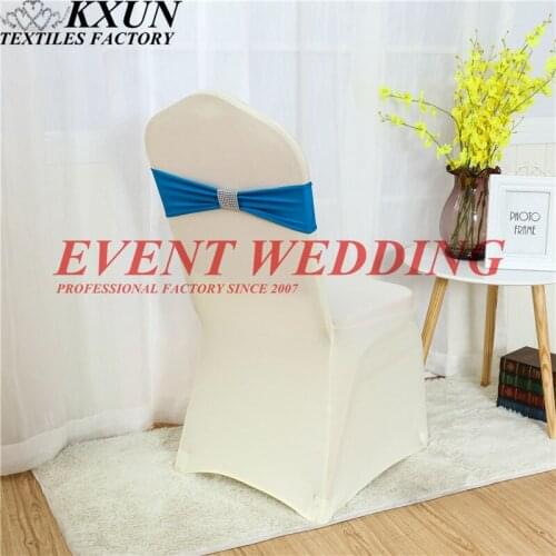 Popular Sale Thick White Lycra Spandex Chair Cover With Free Net Buckle Stretch Chair Band Hotel Wedding