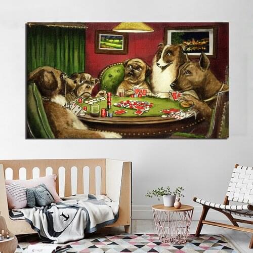 Dogs Playing Poker Art Print Canvas Prints Picture Modular Paintings For Living Room Poster On The Wall Home Decor