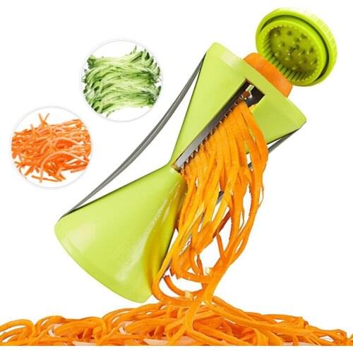 Vegetable Spiral Slicer Peeler Redesigned Handle With Stainless Steel 4 Blade Cutter Fruit Slicer Peeler