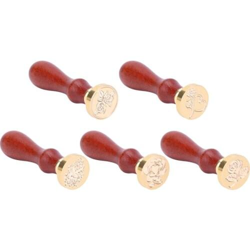 Ancient Metal Sealing Wax Stamps Wedding Rose Flower Wood Handle Antique Invitations for Wax Seal Stamp Decoration