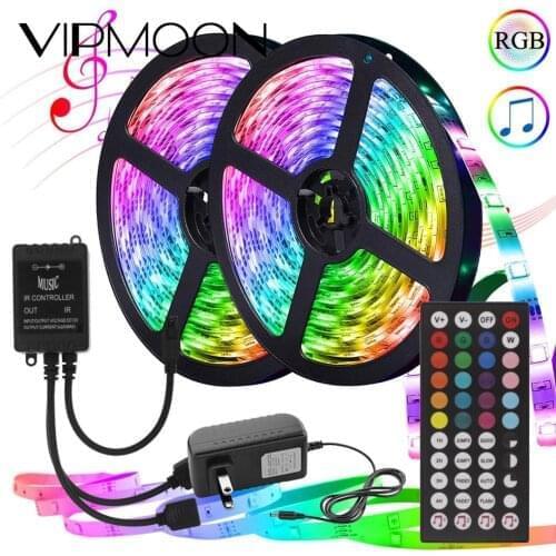 Music Sync LED Lights Strip 12V 44 keys Controller Diode Lamp RGB 5050 Christmas Lights LED Strip for Bedroom Wedding Decoration