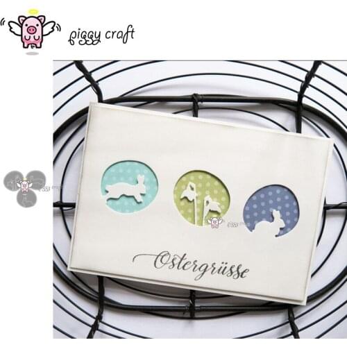 Piggy Craft metal cutting dies cut die mold 3Pcs Flower rabbit circle Scrapbook paper craft album card punch knife art cutter
