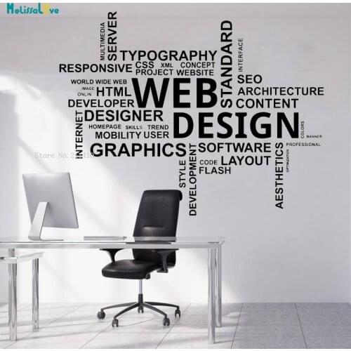 Web Design Office Wall Sticker Decals Word Quote Business Inspirational Decor Team Work Art Poster Self-adhesive Murals YT1249