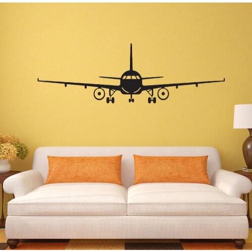 Personality Black Plane Decorative Vinyl Wall Stickers For Boy Bedroom Living Room Wall Decoration Sticker Wallpaper Glass Decor