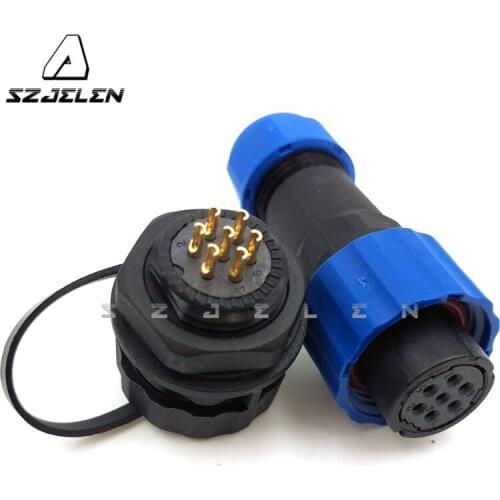 SD16TP-ZM , 7 pin waterproof connectors plug and socket, Industrial Power Panel Mount Connectors, waterproof dustproof connector