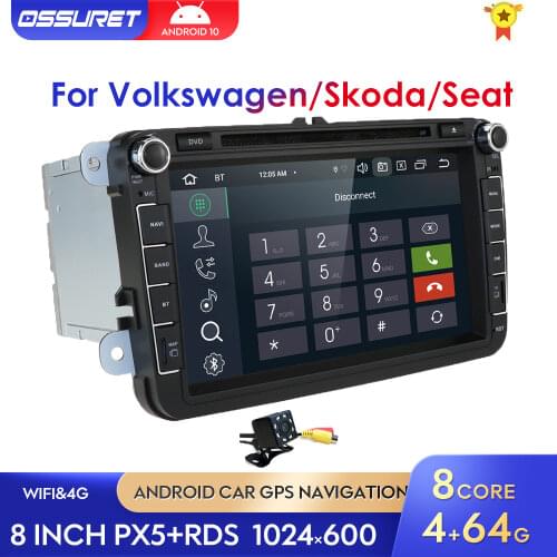 Octa Core 4GB RAM 64GROM 2 din Android 10 Car DVD for VW Passat CC Polo GOLF 5 6 Touran EOS T5 Sharan Jetta Tiguan GPS Radio BT