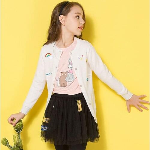 Girls Knitted Cardigan Sweater Coat Western Style Fashionable 2021 Spring New Princess Embroidery Large Childrens Top