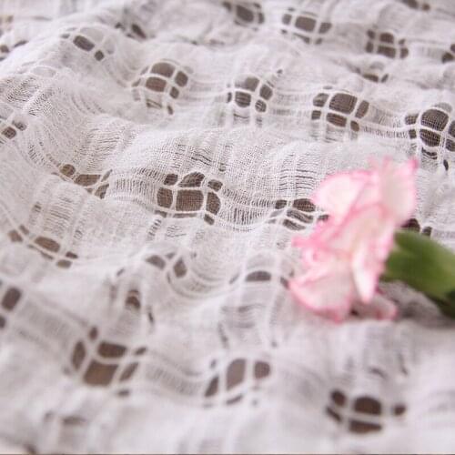 High quality linen cotton polyester fabric White hollow material Dress small fresh Handmade tissu