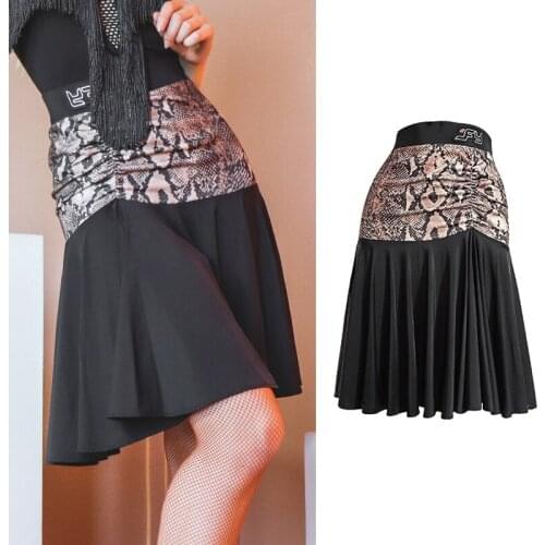 Latin Dance Skirt Snake Pattern Stitching Samba Rumba Summer Performance Costume Tango Professional Competition Wear VDB3992
