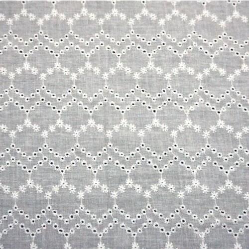 White Flower Hollow Out Lace Cloth Embroidered Womens Summer Cotton Cloth Hollow Lace Fabric