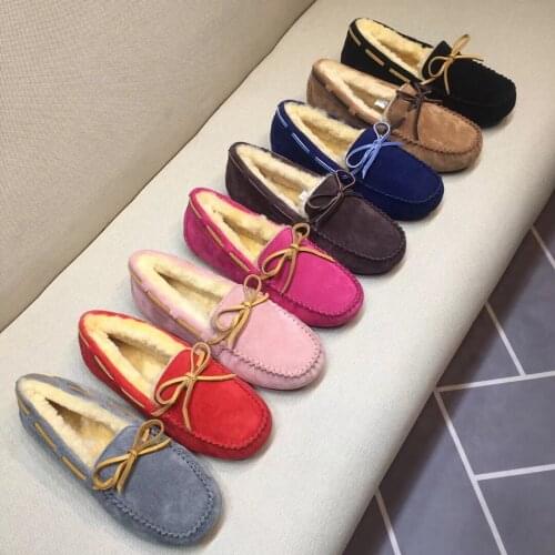 Kmeioo Fashion Winter Warm Fur Shoes Woman Round Toe Loafers Slip On Flats Wool Flat Shoes Fashion Shoes Bota