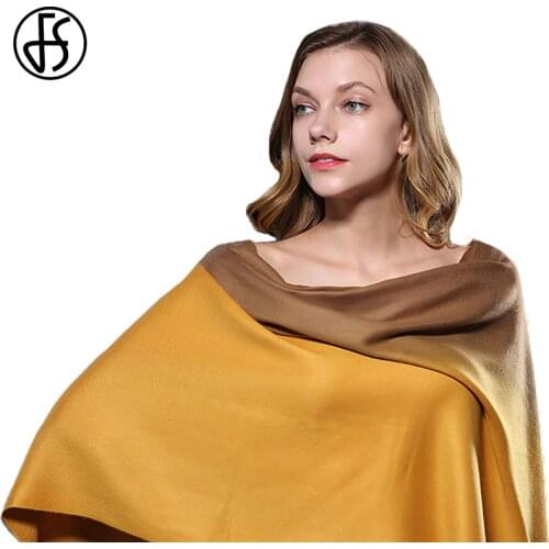 FS Gradient Color Winter Warm Wool Cashmere Scarf Long Scarves Women Tassel Designer Luxury Brand Shawls Wraps Echarpe Pashmina