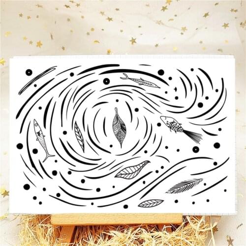 11x16CM Water line fish Transparent Seal Clear Stamps Silicone Seal Roller Stamps DIY Scrapbook Album / Card Production Easter
