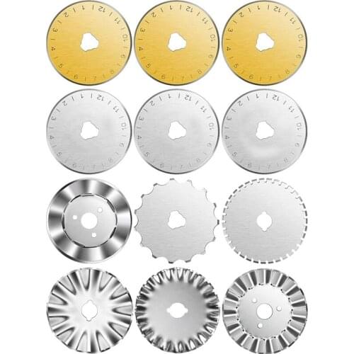 12Pcs Rotary Cutter Blade Replacement Rotary Blades Round Trimmer Refill Blade in 45 mm,for Quilting Cut Sewing Craft