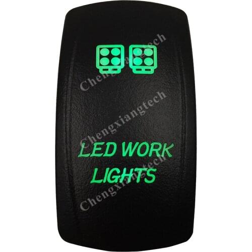 DC 12V 24V LED WORK LIGHTS Rocker Switch GREEN Led lamp 5 Pin ON/OFF SPST Waterproof IP66