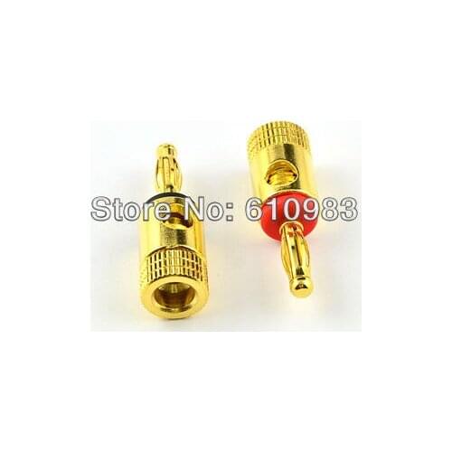 5 pieces/lot)GoldplatedSpeaker banana plug Jack connector For Amplifier Speaker Audio Cable/Binding Post red ring