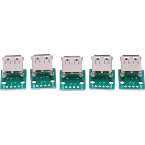 5pcs Type A Female USB To DIP 2.54mm PCB Connector USB PCB Board Connectors