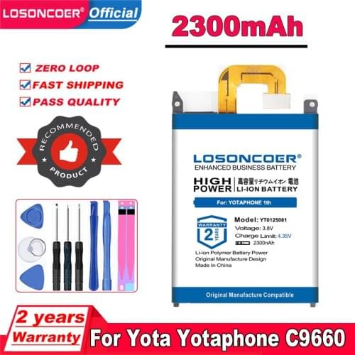 LOSONCOER 2300mAh YT0125081 Battery For YotaPhone 1 Bateria YOTAPHONE 1th Generation C9660 Li-ion Li-Polymer Batterie