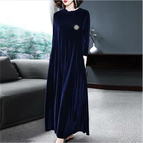 Velvet Party Long Dress Women Autumn Winter Wrist Sleeves Elegant Vintage Maxi Dress Plus Size Vestidos De Fiesta M-8XL