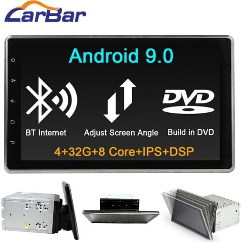 Carbar 10.1" Android 9.0 2 Din Universal Car DVD GPS Stereo Radio Player Up Down Adjust Screen Build in DVD DSP with IPS Screen