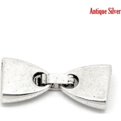 DoreenBeads 10 Sets Silver Color End Caps for Bracelets/Necklace 28x13mm(1-1/8"x1/2")