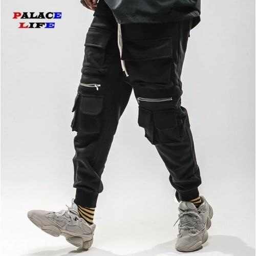 Harajuku Hip Hop Zipper Multi Pockets Harem Joggers Cargo Pants Sweatpants Streetwear Mens Casual Trousers Male Pants