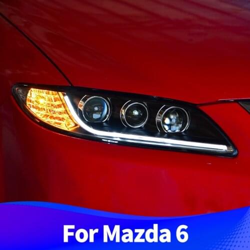 Headlight Assembly For Mazda 6 2002-2008 Mazdaspeed 6 LED Daytime Running Light Turn Signal Xenon Low Beam Mazda6 Headlight