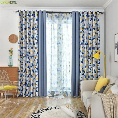 GYC2375 Modern Grey Coffee Yellow Blue Joint Geometric Home Decorative Window "Customise"Curtain For Bedroom