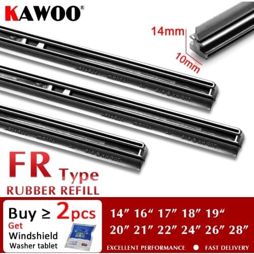 KAWOO Auto Windscreen Car Wiper blade Strips Vehicle Insert Rubber Strip 14"16"17"18"19"20"21"22"24"26" FR 10mm 1pcs Accessories