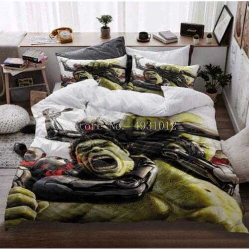 3D Cartoon Bedding Set The Avengers Duvet Covers Marvel Iron Man Thor Captain America Bedclothes Queen King Size (NO sheet)