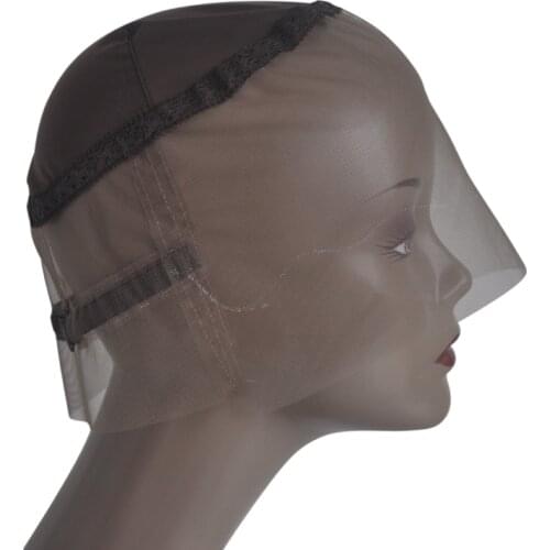 Brown 360 Full Lace Wig Cap Base Swiss Lace Cap With Adjustable Straps And Guide Line Lace Wig Cap For Making 360 Wig