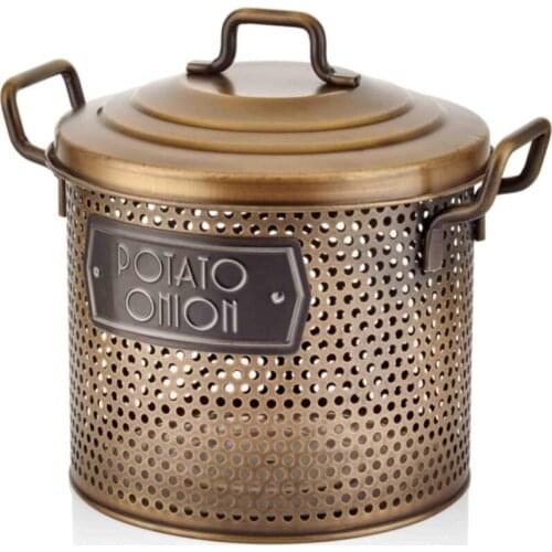 Onion Potato and Garlic Storage Container Box Metal Black Basket Organizer Big Food Container For Kitchen Storing Onion Potato