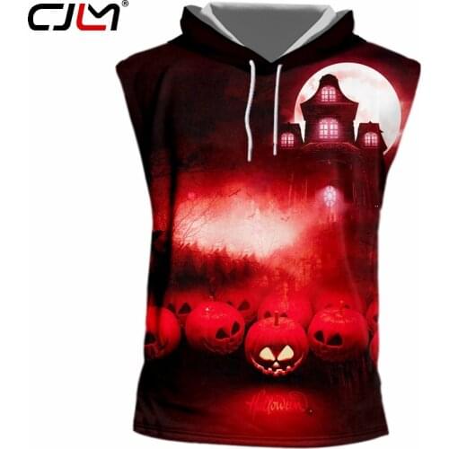 CJLM Fashion Halloween New Man Horror Castle Hooded Tank Top Street Wear Best Selling Vest 6XL Mens 3D Printed Clothing