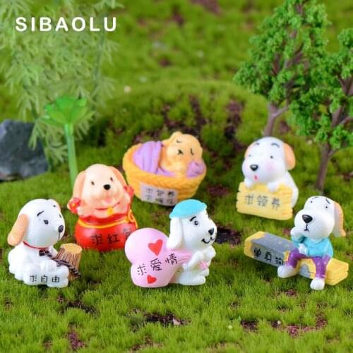 Lovely Single dog Figurine Miniature Decoration mini fairy garden animal statue resin craft Home Car Birthday Cake Decoration