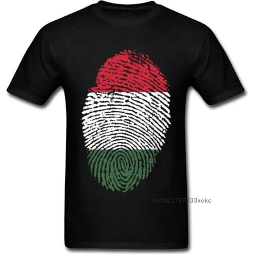 Fashion Hungary Flag Fingerprint T-shirt Men T Shirt Striped Tshirt Hip Hop Tops Cotton Tees Short Sleeve Clothing Summer
