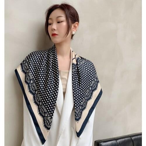 2021 new spring women scarf quality shawl silk fashion scarf headscarf beach sunscreen bag headscarf scarf 90cm*90cm