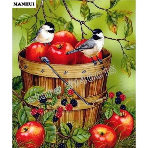 New Full Square Diamond 5D DIY Diamond Painting Little Bird fruit Cross Stitch Rhinestone Mosaic Painting Home Decor MH079