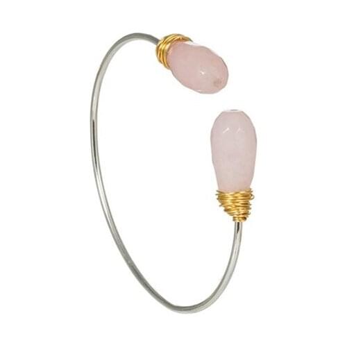 Wholesale 10 Pcs Silver Plated Many Colors Tear Drop Agates Open Bangle for Party Gift Jewelry