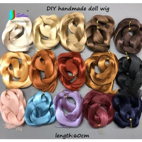 DIY Handmade High Quality Length 60cm Candy Colorful Doll Hair Wig Accessories Toy Ob Bitsu Azone Doll Soft Hair Wig