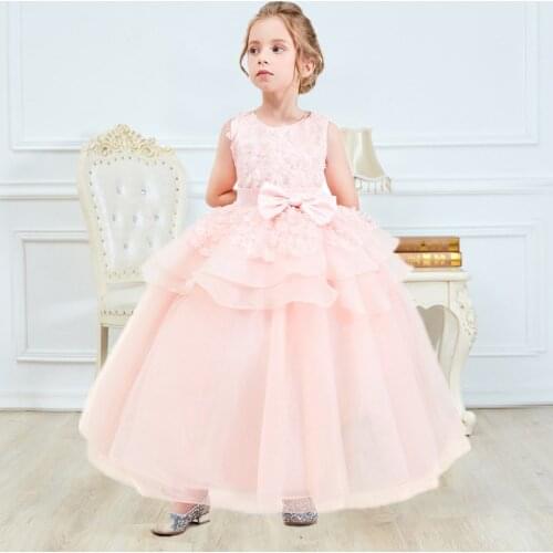 Dresses For Teenage Girls Tulle Fabrics Party Dress Children Embroidery Event Long Prom Dresses Wedding Bridesmaid Costume