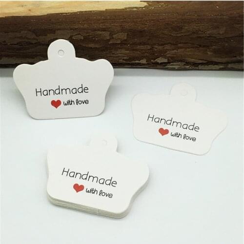 200Pcs Crown Shape Gift Tag Cards 5x4cm Handmade Dessert Decoration Label Gift of Love