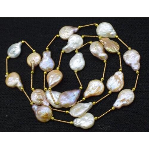 Freshwater pearl white pink purple drop 15-18mm necklace 28inch FPPJ wholesale beads nature