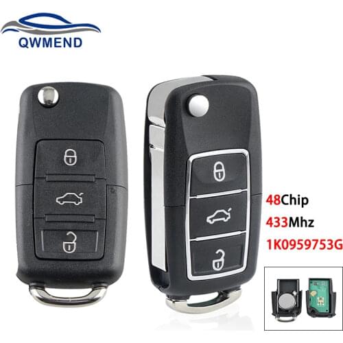BHKEY New for VW Key 1K0959753G Smart Car Key for VW/VOLKSWAGEN CADDY/EOS/GOLF/JETTA/SIROCCO/TIGUAN/TOURAN 48Chip Remote Key