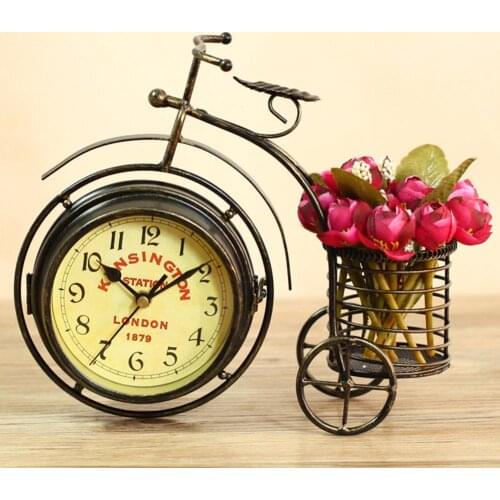 Retro Vintage Silent Iron Bike Bicycle Clock Office Living Room Ornament Decor Study room decor Crafts Decor gift for friends