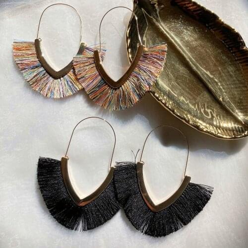 Temperament Korean European and American Earrings Bohemian style exaggerated silk earrings hand woven retro Earrings