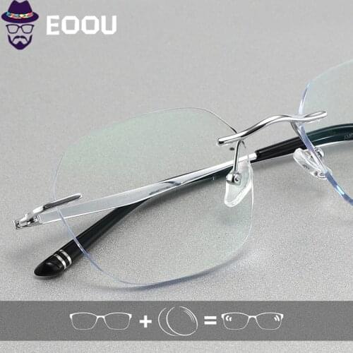 Titanium Men Rimless glasses Photochromic Optical Glasses Prescription Anti blue light Oculos Multifocal Lens Frame Glasses