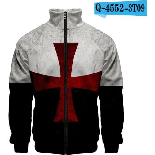 New movie Knights templar 3D Zipper Sweatshirt Men Women Jackets Spring autumn Clothes stand collar Sweatshirt zip up jackets