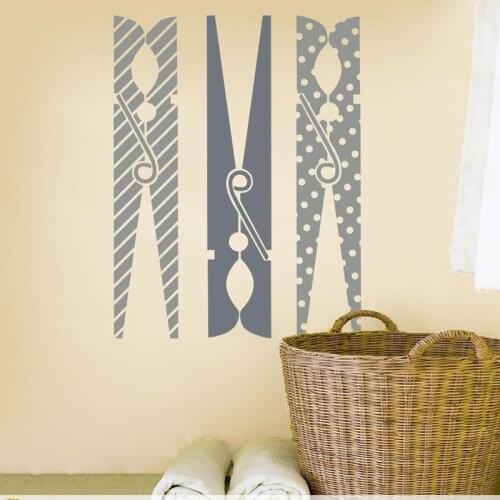 Laundry Room Vinyl Sticker- 3pcs/set Clothespins Laundry Room Wall Decal Laundry Room Decoration E821