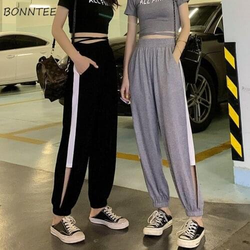 Women Casual Pants Large Size 4XL Patchwork Ankle-length Hole Designer Fashion Ulzzang Preppy Females Soft Loose Spring Popular