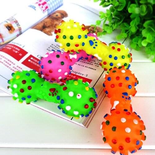 Pet Chewing Toys Colorful Dotted Dumbbell Dog Toys Squeeze Toys for Dog Puppy Pet Training Products